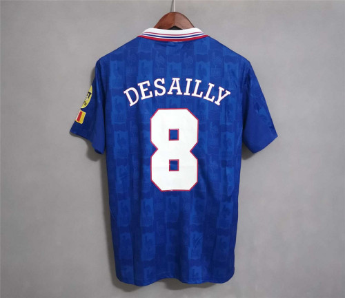 with Patch Retro Jersey 1996 France 8 DESAILLY Home Soccer Jersey