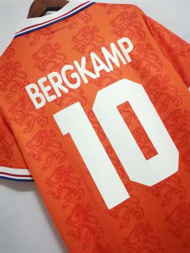 Retro Jersey 1995 Netherlands BERGKAMP 10 Home Soccer Jersey Vintage Holland Football Shirt