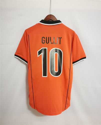 Retro Jersey 1998 Netherlands GULLIT 10 Home Soccer Jersey Vintage Holland Football Shirt