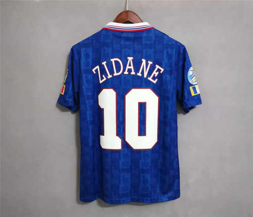 with Patch Retro Jersey 1996 France 10 ZIDANE Home Soccer Jersey
