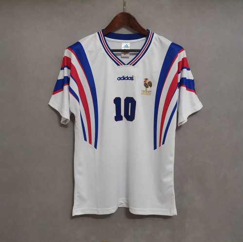 Retro Jersey 1996 France Away White Soccer Jersey Vintage Football Shirt