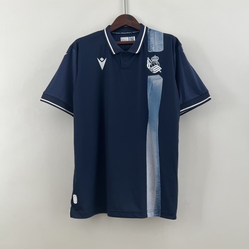 Fan Version 2023-2024 Real Sociedad Away Dark Blue Soccer Jersey Football Shirt