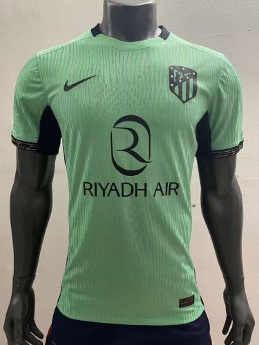 with Sponor Logo Player Version 2023-2024 Atletico Madrid Third Away Green Soccer Jersey
