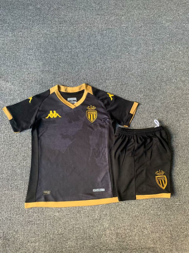 Youth Uniform 2023-2024 As Monaco Third Away Black Soccer Jersey Football Shirt