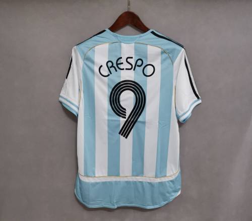 Retro Jersey Argentina 2006 CRESPO 9 Home Soccer Jersey Vintage Football Shirt