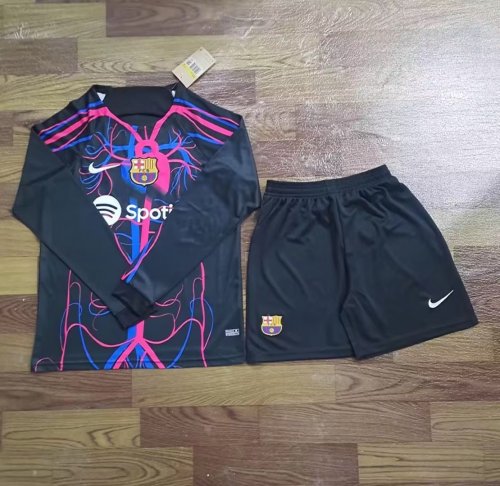 Adult Uniform Long Sleeve 2023-2024 Barcelona Special Edition Soccer Jersey Shorts Barca Futbol Kit
