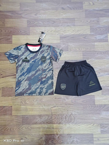 Youth Uniform Kids Kit 2023-2024 Arsenal x Maharishi Soccer Jersey Shorts Child Set