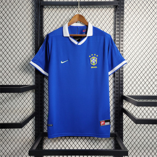 Retro Jersey 1997 Brazil Away Blue Soccer Jersey Vintage Brasil Camisetas de Futbol