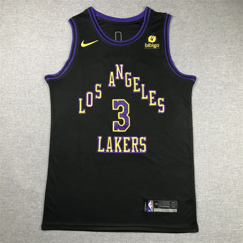 2024 City Edition Los Angeles Lakers 3 DAVIS Black NBA Jersey Basketball Shirt