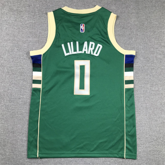 Youth Milwaukee Bucks 0 LILLARD Green NBA Shirt Child Basketball Jersey