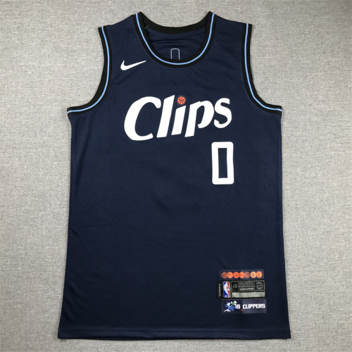 2024 City Edition Los Angeles Clippers 0 WESTBROOK Dark Blue NBA Jersey Basketball Shirt