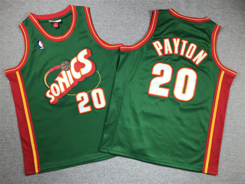 Youth Mitchell&ness 1995-96 Oklahoma City Thunder 20 PAYTON Green NBA Jersey Child Seattle SuperSonics Basketball Shirt