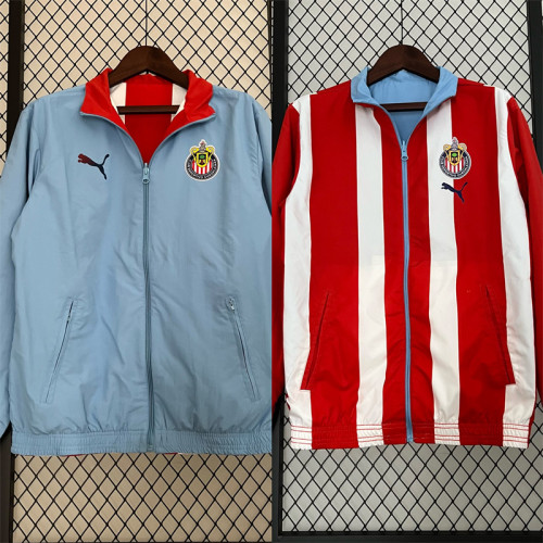 2023-2024 Juventus Chivas Guadalajara Reversible Soccer Jacket Blue/Red Football Jacket