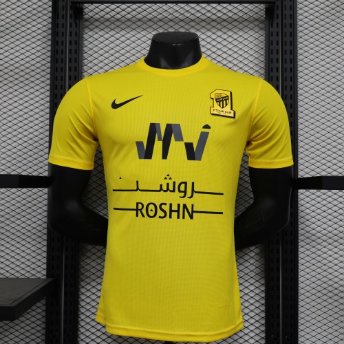 Player Version 2023-2024 Ittihad Yellow Soccer Jersey