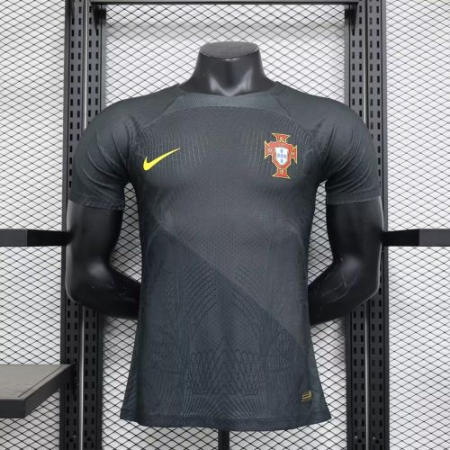 Player Version 2023-2024 Portugal Black Soccer Training Jersey Football Pre-match Top