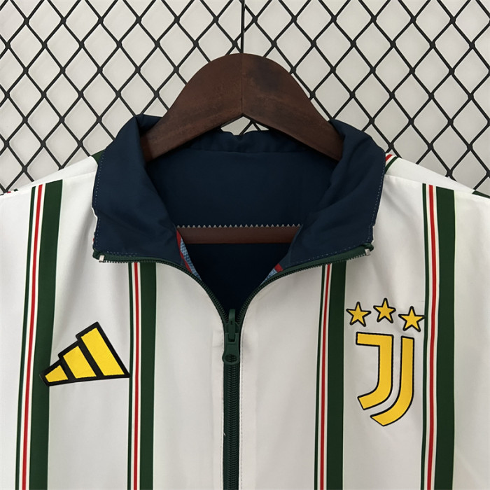 2023-2024 Juventus Reversible Soccer Jacket White/Dark Blue Football Jacket