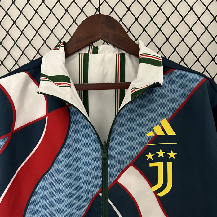 2023-2024 Juventus Reversible Soccer Jacket White/Dark Blue Football Jacket