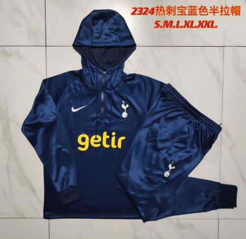 2023-2024 Tottenham Hotspur Dark Blue Soccer Training Sweater and Pants Football Kit