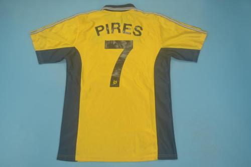 Retro Jersey 1998-1999 Marseille PIRES 7 Away Yellow Soccer Jersey Vintage Football Shirt