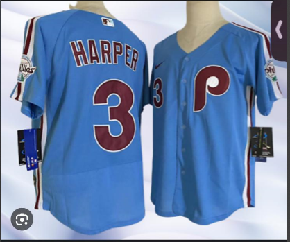 Philadelphia Phillies 3 HARPER Blue Retro Cool Base Jersey