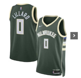 Milwaukee Bucks 0 LILLARD Green NBA Shirt Basketball Jersey