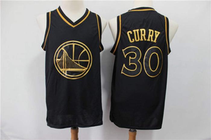 Golden State Warriors 30 CURRY Black/Gold NBA Jersey Basketball Shirt