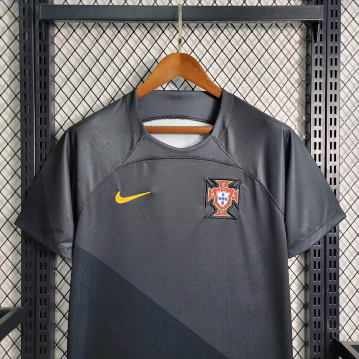 Fan Version 2023-2024 Portugal Black Soccer Training Jersey Football Pre-match Top