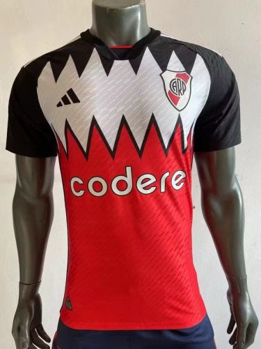 with Sponor Logo Player Version 2023-2024 River Plate Away Red Soccer Jersey