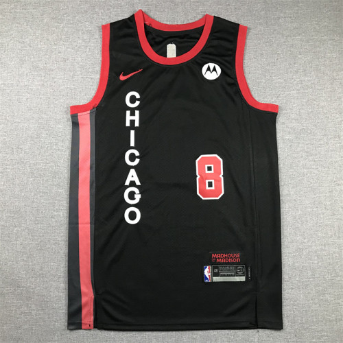 2024 City Edition Chicago Bulls 8 LAVINE Black NBA Jersey Basketball Shirt