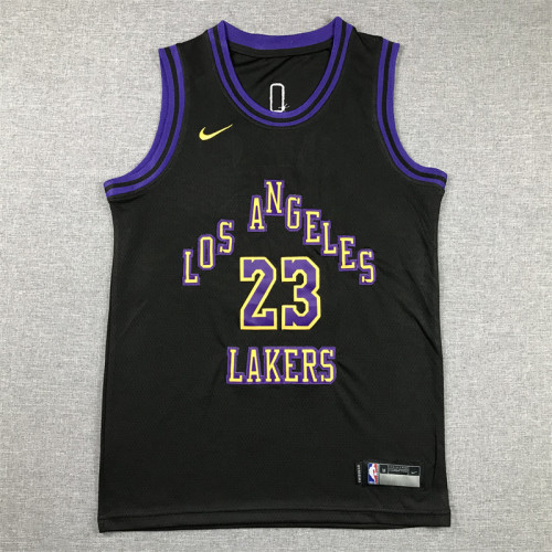 Youth 2024 City Edition Los Angeles Lakers 23 JAMES Black NBA Jersey Child Basketball Shirt