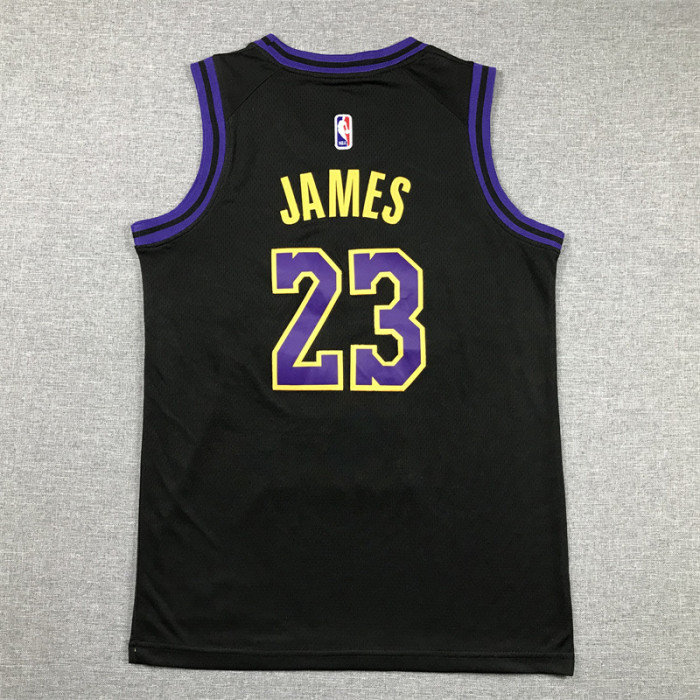 Youth 2024 City Edition Los Angeles Lakers 23 JAMES Black NBA Jersey Child Basketball Shirt