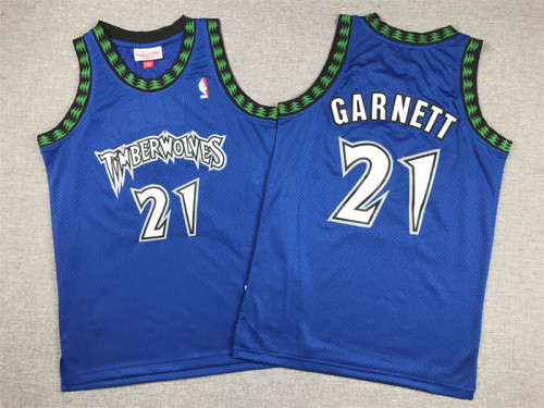 Youth Mitchell&Ness 2003-04 Minnesota Timberwolves 21 KEVIN GARNETT NBA Jersey Blue Child Basketball Shirt