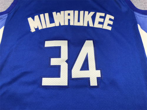 2023 City Edition Milwaukee Bucks 34 ANTETOKOUNMPO Blue NBA Shirt Basketball Jersey