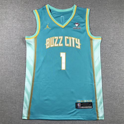 2024 City Edition Charlotte Hornets 1 BALL Green Basketball Shirt NBA Jersey