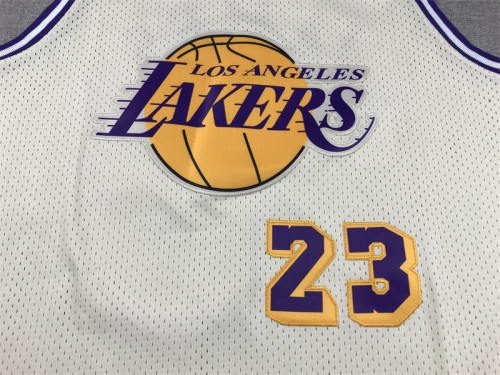 Mitchell&ness Los Angeles Lakers 23 JAMES Basketball Shirt Cream White NBA Jersey