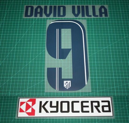 DAVID VILLA 9 KYOCERA Lettering for Atletico Madrid Jersey