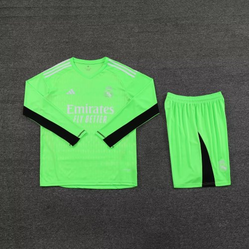 Adult Uniform Long Sleeve 2023-2024 Real Madrid Green Goalkeeper Soccer Jersey Shorts