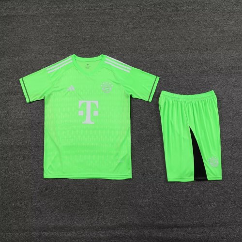 Adult Uniform 2023-2024 Bayern Munich FLUORESCENT Green Goalkeeper Soccer Jersey Shorts