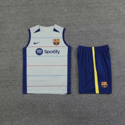 Adult Uniform 2023-2024 Barcelona Grey/Borland Soccer Training Vest and Shorts