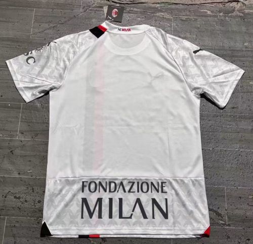 Fan Version 2023-2024 AC Milan Away White UCL Version Soccer Jersey AC Futbol Shirt