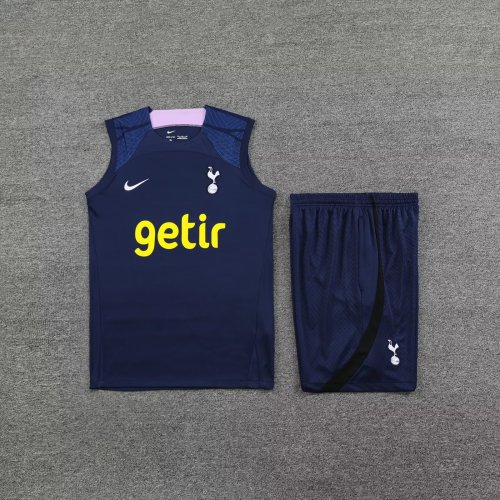 Adult Uniform 2023-2024 Tottenham Hotspur Dark Blue Soccer Training Vest and Shorts