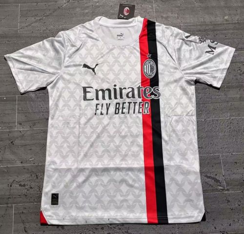 Fan Version 2023-2024 AC Milan Away White UCL Version Soccer Jersey AC Futbol Shirt