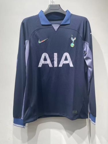 Long Sleeve Fan Version 2023-2024 Tottenham Hotspur Away Dark Blue Soccer Jersey Spurs Football Shirt