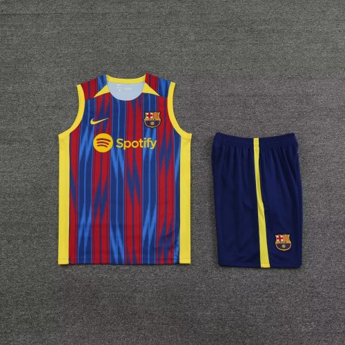 Adult Uniform 2023-2024 Barcelona Colorful Soccer Training Vest and Shorts