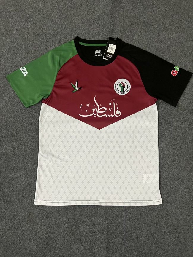 Fan Version 2023-2024 Palestine White/Red/Black Soccer Training Jersey