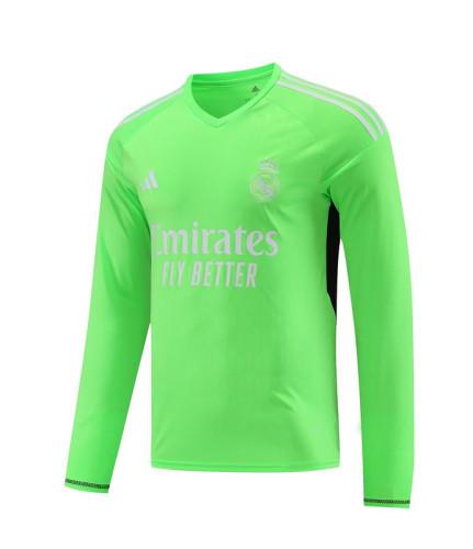 Long Sleeve Real Camisetas de Futbol 2023-2024 Fan Version Real Madrid Green Goalkeeper Soccer Jersey