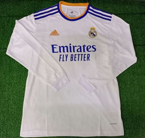 Retro Jersey Long Sleeve 2021-2022 Real Madrid Home Soccer Jersey Vintage Football Shirt