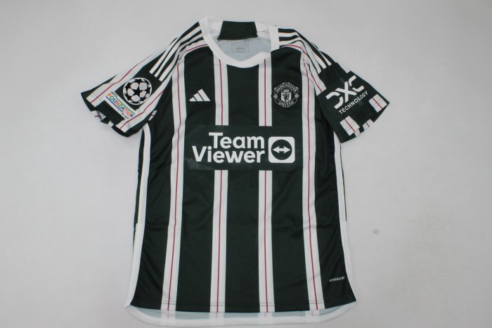 with UCL Patch Fan Version 2023-2024 Manchester United MOUNT 7 Away Soccer Jersey