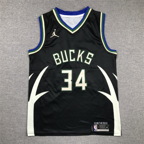 Youth Statement Edition Milwaukee Bucks 34 ANTETOKOUNMPO Black NBA Shirt Child Basketball Jersey
