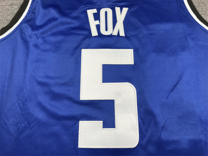 2024 City Edition Sacramento Kings 5 FOX Blue NBA Jersey Basketball Shirt
